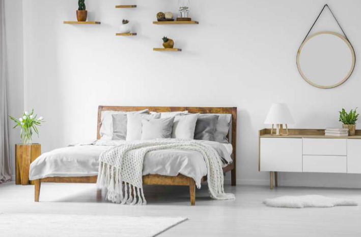 habitación y cama de matrimonio